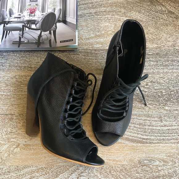 bp Shoes - BP. Addie Leather Open Toe Lace Up Bootie